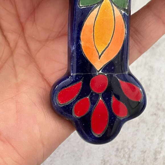 Talavera Hand Painted Cross Wall Hang Multicolor Ceramic GTO Guanajuato Mexico - Picture 8 of 9